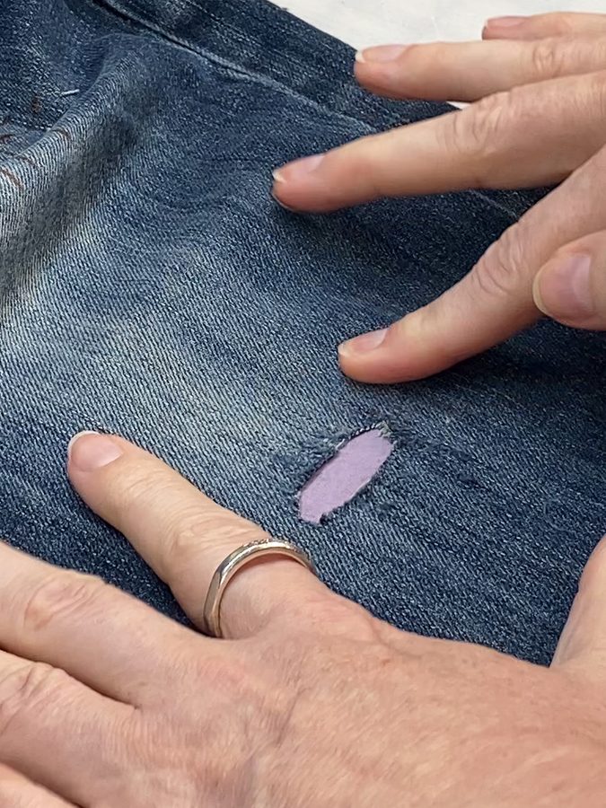 Gluing fabric in place