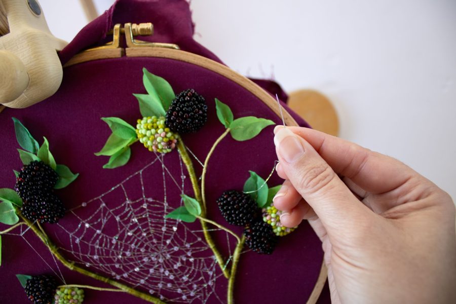 Blackberries made from a beaded slip